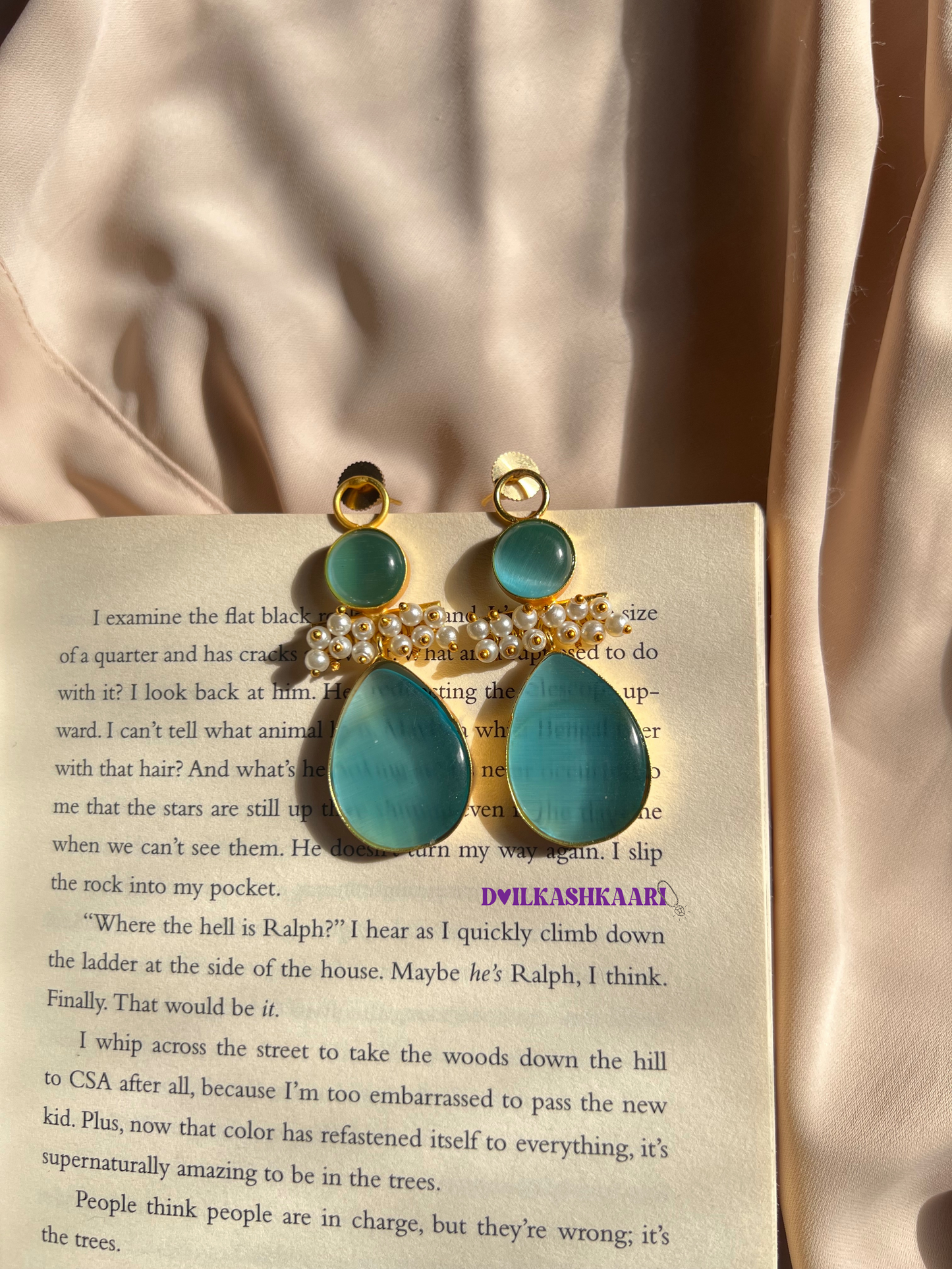 Raisa tear drop silk stone earring